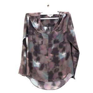 Rebecca Taylor 100% Silk Colorful TieDye Vneck 2